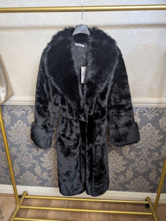 Luxury tie up fur coat