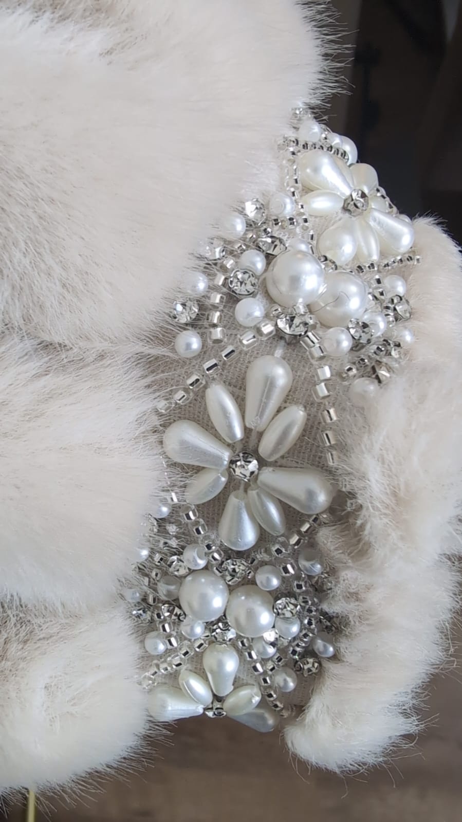 Luxury pearl cuff fur coat