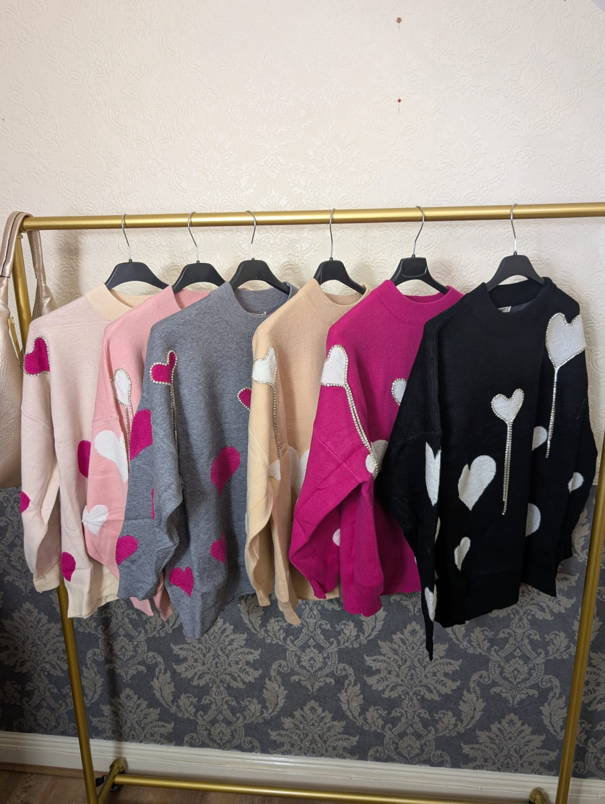 Love heart diamante jumpers